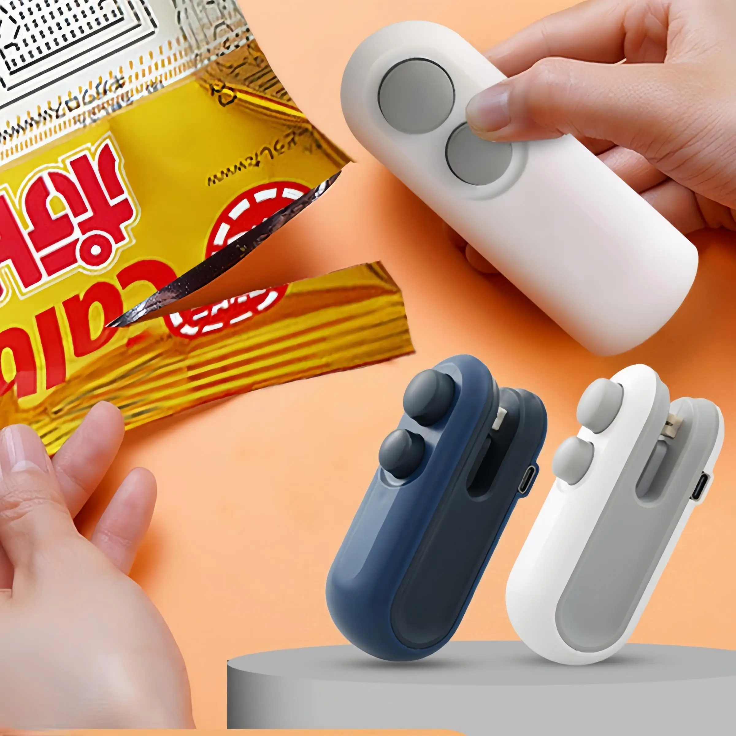 Portable Snack Sealer, Compact & Lightweight Rechargeable 2 in 1 Vacuum Sealer, Vacuum Sealing Tool, Household Kitchen Appliances for Food Storage