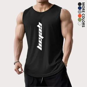 Men's Gym Athletic Tank Tops, Summer Lightweight Sleeveless Training Tees for Outdoor Running, Letter Print Polyester, Breathable American Basketball Jerseys, Casual Beach Tank Tops
