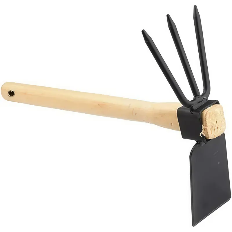 1pc Dual Headed  Garden Hoe - Dual-Function Weeding Rake And Action Hoe, Suitable for Professional And Home Gardening, Farming, And Lawn Care - Wood Handle Double Sided Cultivator Tool for Digging Loosening Soil Weeding