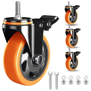 3 Inch Swivel Stem Caster Wheels Heavy Duty Threaded Stem Mount Casters Set of 4 with  Size UNC 1/2"-13 x 1