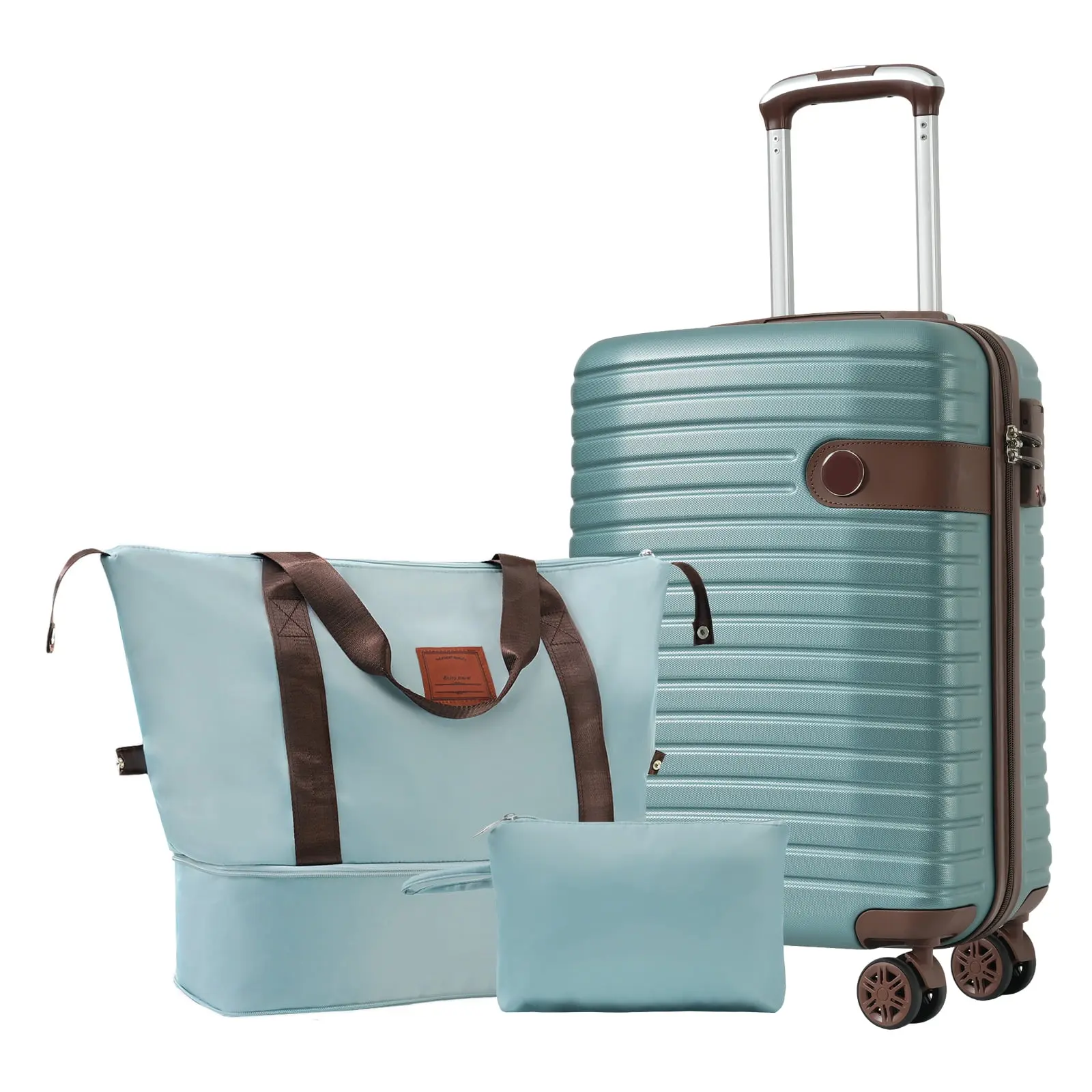 EUROCO 3 Piece Luggage Set, 20" Carry-on Suitcase with TSA Lock and Spinner Wheels, Lightweight Hardshell ABS Suitcase Set for Men Women,Blue