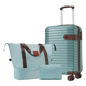 EUROCO 3 Piece Luggage Set, 20" Carry-on Suitcase with TSA Lock and Spinner Wheels, Lightweight Hardshell ABS Suitcase Set for Men Women,Blue