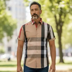 Men's Short Sleeve Button-Down Top - Casual Wear - Menswear