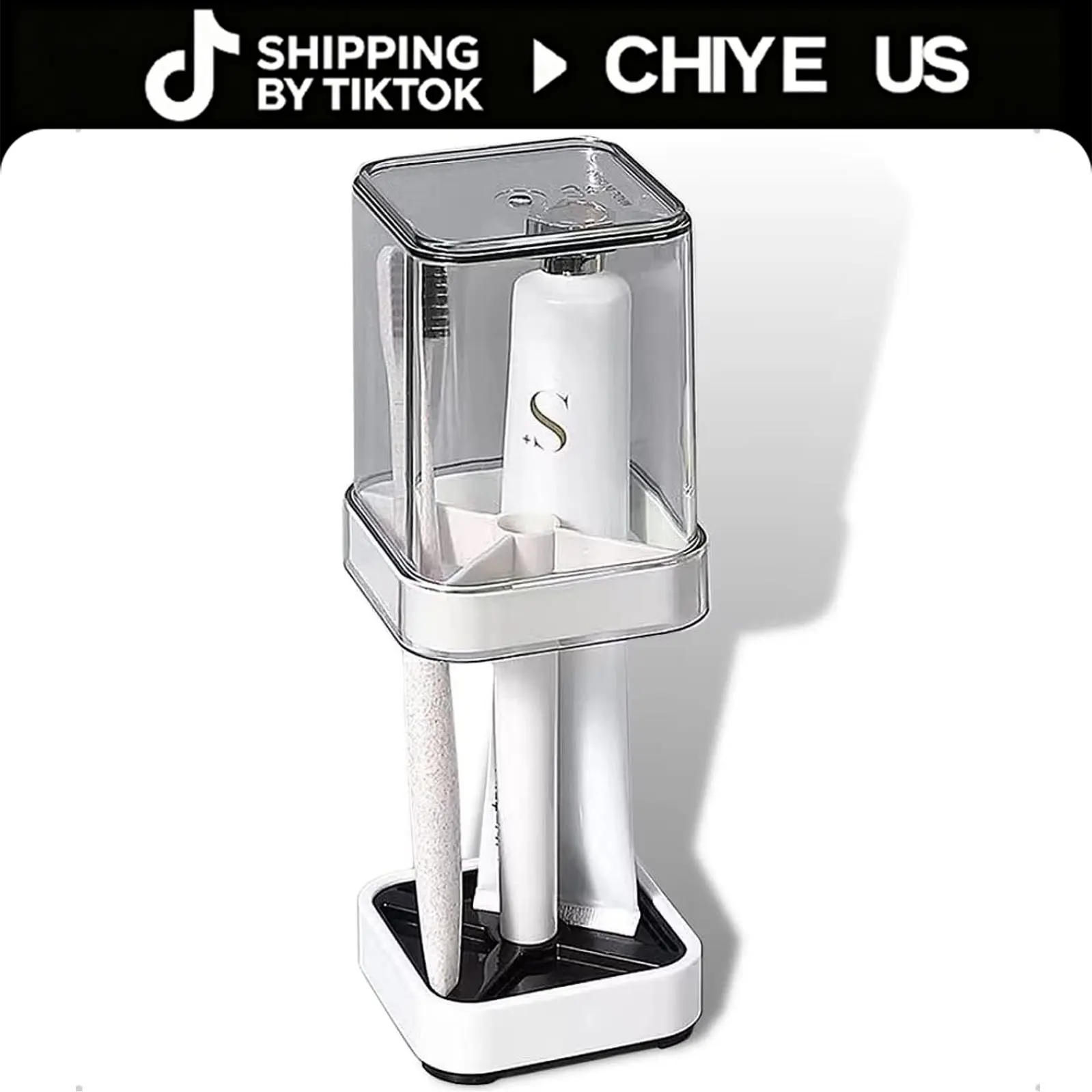 Toothbrush Holder Stand with Cover/Cup, 3 Slots Toothbrush Holders for Bathrooms, Compatible with Toothpaste, Conventional Toothbrushes Storage, Razor Comb Multifunctional Storage