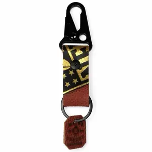 Football Leather Keychain Handcrafted Genuine Upcycled with Natural Markings Eco-Friendly USA Made Black Carabiner Clip for Easy Attachment