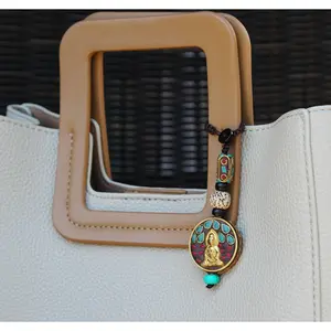 Rain Buddha Buddhist Protection Keychain Zipper Charm, Tibetan Buddhism Rearview Mirror Charm, Chinese Car Charm Lanyard Keychain (R)