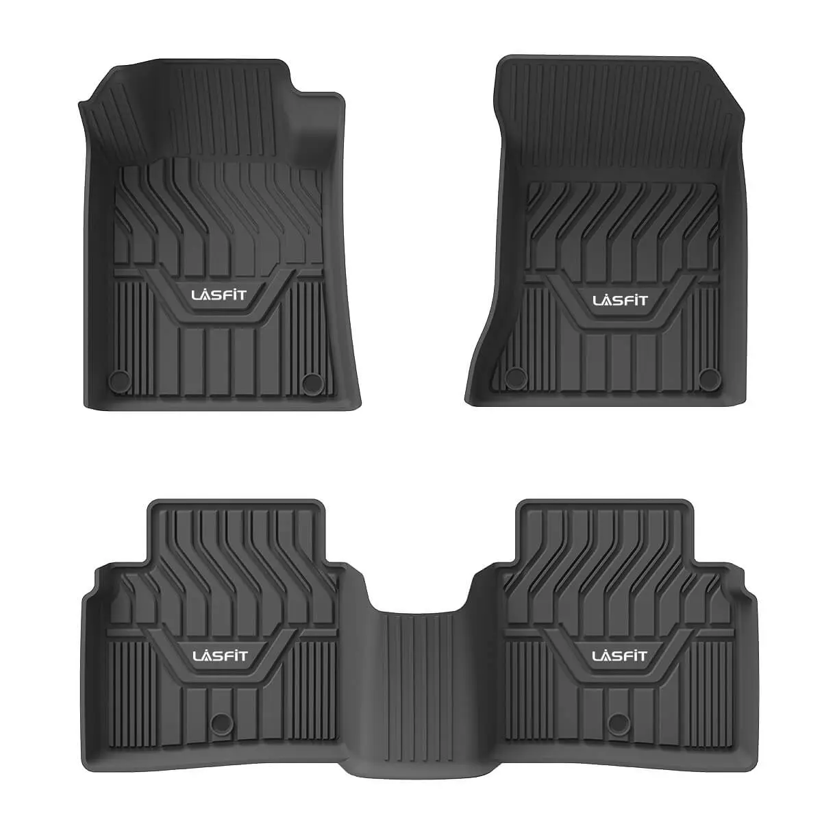 LASFIT Custom Fit All-Weather TPE Deep-Tread Floor Mats - Anti-Slip, Waterproof Car Accessories for Nissan Altima 2019-2023, 1st & 2nd Row Black Auto Interior Liners with Floor Protection Solutions