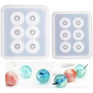 2 count Sphere Ball  Bead Molds with Holes Round  Epoxy Mold for , Polymer Clay, Soap Making, Cabochon  DIY Crafting Projects,Diameter 12mm, 16mm (Sphere Ball 2 in Set)