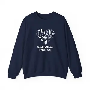 Love National Parks Heart Icon Sweatshirt, Nature Explorer Shirt, Outdoor Lover Gift Pullover, Winter Adventure Apparel, Gift for Hiker