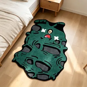Adorable Cartoon Monster Rug, Soft Washable Carpet for Living Room Bedroom, Modern Artistic Home Decor, Easy Clean Plush Mat, Irregular Design Rug, Cartoon Pattern Rug