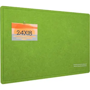 Bulletin Board, 24 x 18 inches Felt Board Decorative Pin Board, Cork Board Alternative for Wall, Foldable Photo Board Self-Adhesive Vision Board with 20 Pushpins - Foliage Green