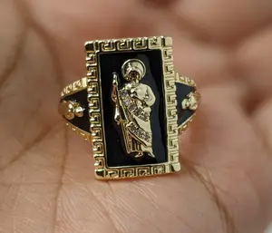 Plated Multicolor Saint Jude Adjustable Men Ring