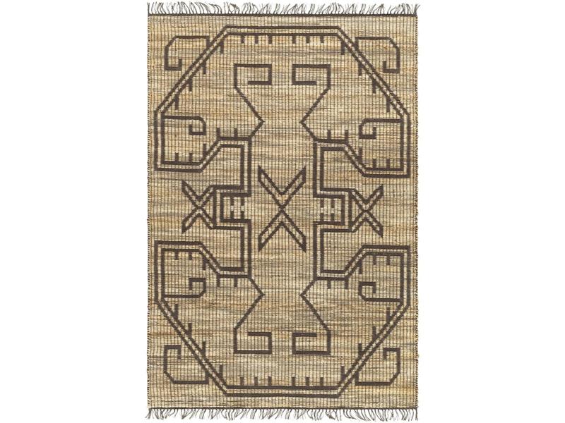 Livabliss Alex ALX-2305 100% Jute Hand-Woven Pearl Fringe Eggplant Multi-Color Rectangle Decorative Rug, 27" w x 45" l, No-Pile Woven Construction, Natural Look, Indoor Use, Non-Customised, ALX2305-2745 (Ideal for Home Decor & Statement Areas)