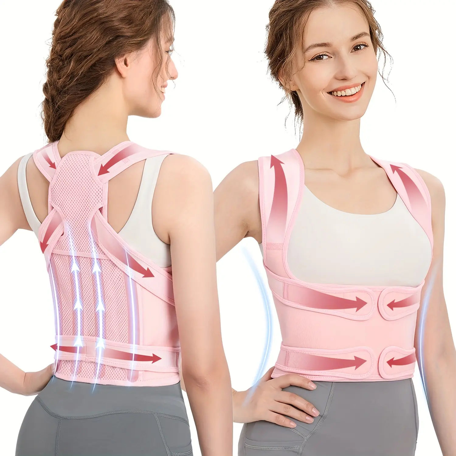 Women's Adjustable Posture Support Belt - Back Support Belt with Neoprene and Polyester, Hand Washable, Improves Posture, Adjustable back brace, Perfect Gift for Valentine's Day, Mother's Day | Soft Texture Belt