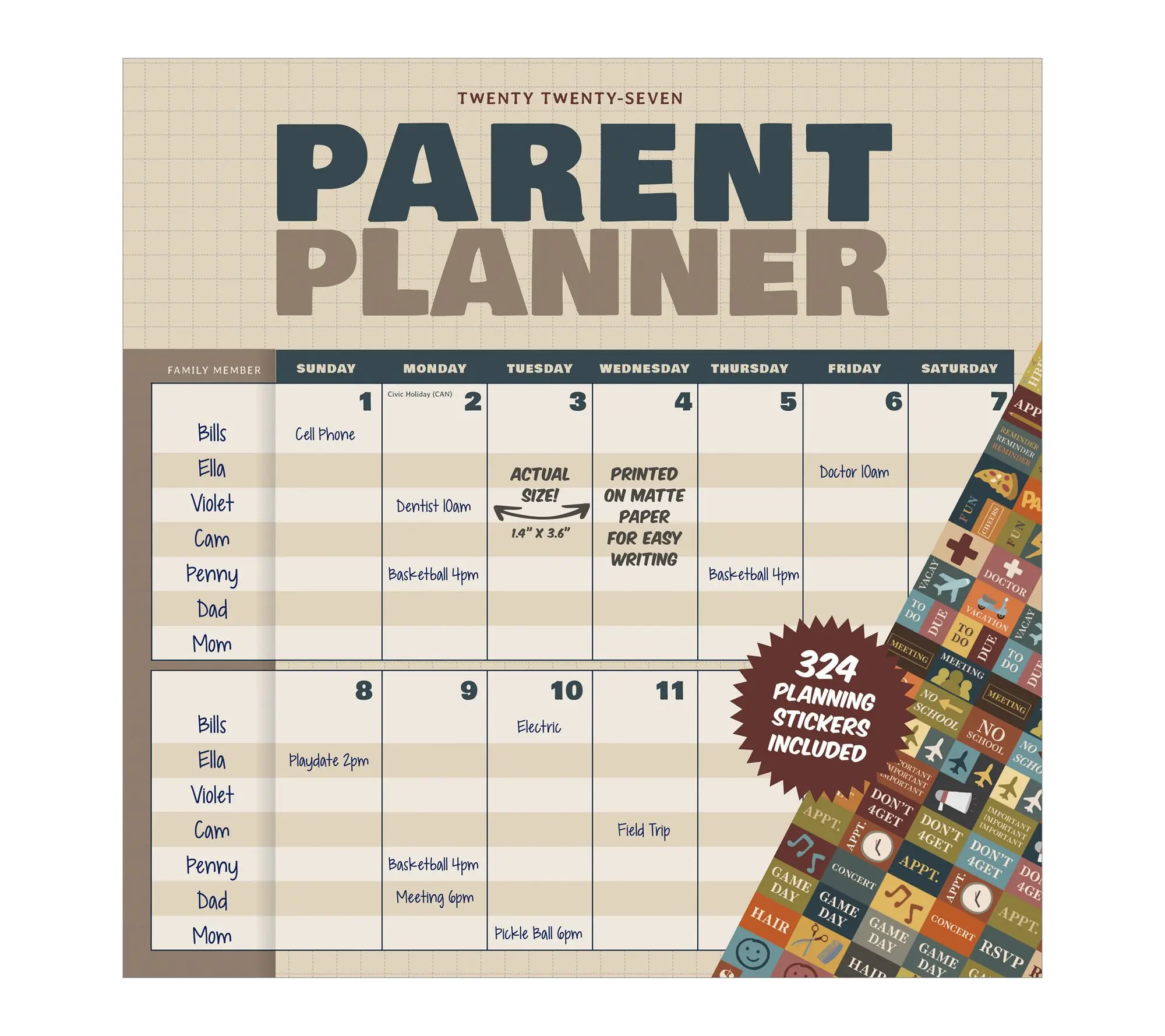 2027 Parent Planner Wall Calendar