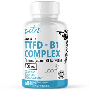 TTFD Thiamine B1 Supplement - 100mg 60 Servings - With 8mg Magnesium - Third Party Lab Tested