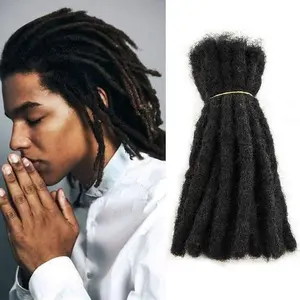 8 Inch Dreadlock Extension Human Hair  0.8cm Thickness 100% Full Handmade Permanent Loc Extension Human Hair For Women/Men Can Be Dyed Bleached Curled (Natual Black)
