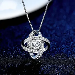 Sterling Silver Infinity Knot Necklace, Silver Pendant Necklace, Anniversary Necklace, Wedding day gift, Christmas Gift, Necklace Gift Box 71O