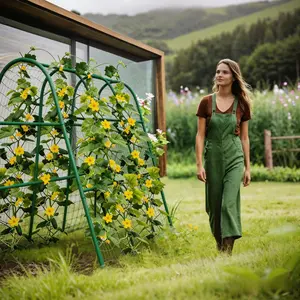 Sturdy Arch Support for Climbing Plants, U-Shaped Garden Trellis for Vegetables, Cucumbers, Melons, Grapes & Roses, for Raised Bed & Outdoor Use, Metal Frame, Arch Trellis