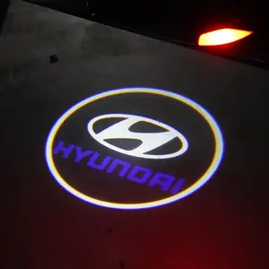 For Santafe Elantra Tucson Emblem Car LED Courtesy welcome light Laser projector door lamp