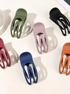 6pcs Simple Plain Color Hair Clip, Casual Versatile Hair Accessories for Women, Basic Trend Ponytail Holder, Creative Headwear Suitable for Thick Hair, Flat Claw Clips, Hair Claws, Hair Decor