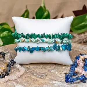 Down to Earth Crystal Chips Bracelet - Natural Healing Crystal Bracelet for Adults, Unisex, Raising Vibration & Healing Energy Blocks, New Year & Halloween Gift