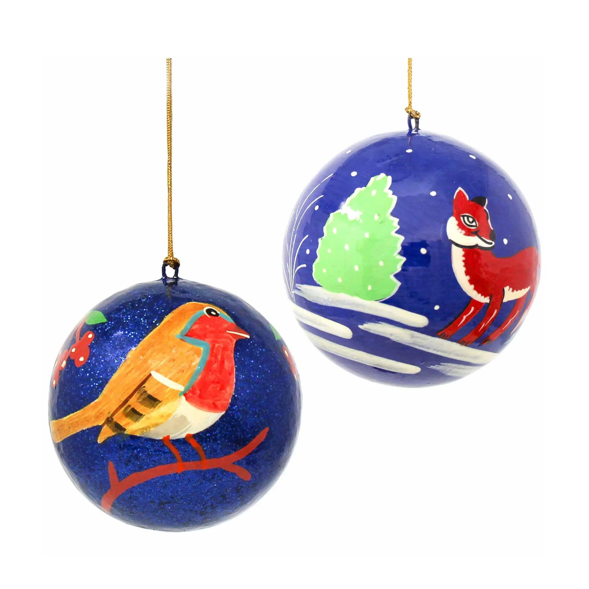 Global Crafts S/2 Hand-painted Animal Ornaments Global Crafts S/2 Hand-painted Animal Ornaments