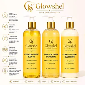 Glowshel Golden Glow Turmeric Essentials Bundle | Body Oil, Shower Gel & Body Lotion sets  Nourishing Radiant Moisturizing Hydrating