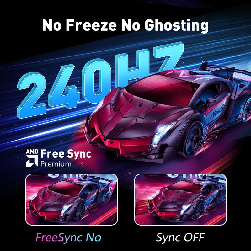 REHISK 25" Gaming Monitor, 240Hz, FHD 1080P, 1ms, VA Panel, HDR10, 92% sRGB, Frameless Design, HDMI2.0 & DP1.2, VESA Mountable