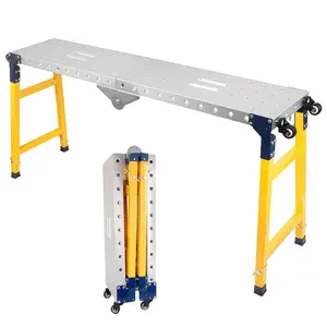 1100LBS Folding Welding Table with Adjustable Height & Lockable Wheels, Portable Heavy Duty Alloy Steel Workbench for Welding, Assembly, Repair, Garage & Workshop Use