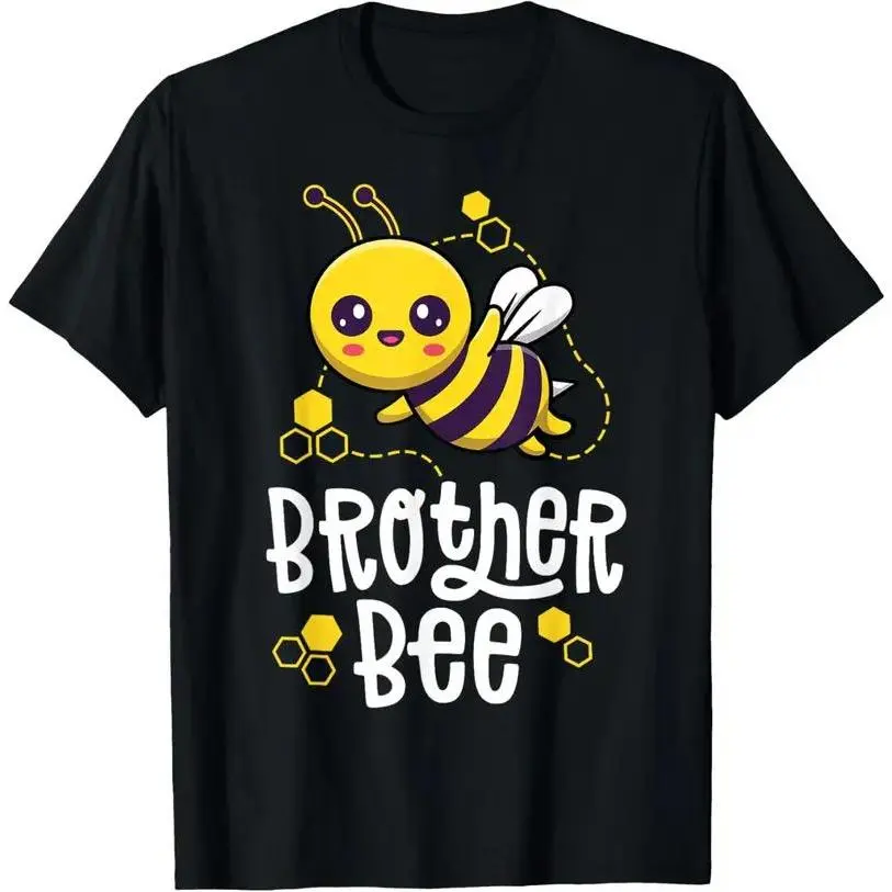 Men's Basic Round Neck Tshirt with Bee Graphic, Soft 100% Cotton Short Sleeve Top for Daily Wear, Shortsleeve, Menswear, Simple, Regular Fit, All Seasons, Printed Bee, Casual, Crew Neck, Chic, Graphic Print, Do Not Iron