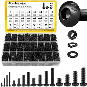 750PCS M3 Screws Assortment Kit, Hex Socket Head Bolts Nuts Washers Set, Alloy Steel Black Zinc Plated M3 Screws for 3D Printer DIY Repair Hardware Set