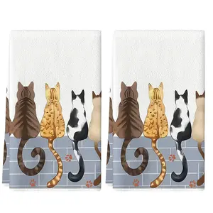 Cats Tea Towels, Kitchen Towel 16 × 24 inch, Quick Drying Dish Cloth for Cat Lovers Party Anniversary Holiday Decoration, Housewarming Gifts for Mom