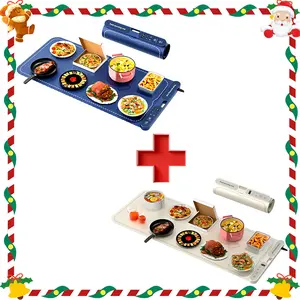 2 sets at loss price!!! Food Warming Mat set Extra Large 39x15 Inch, large 32x15 Inch,with 7 Level Temp Control, 8H Timer Portable Heat Resistant Buffet Tray for Countertop Party, Silicone with Heat-Resistant Pad 0.55in elevated feet