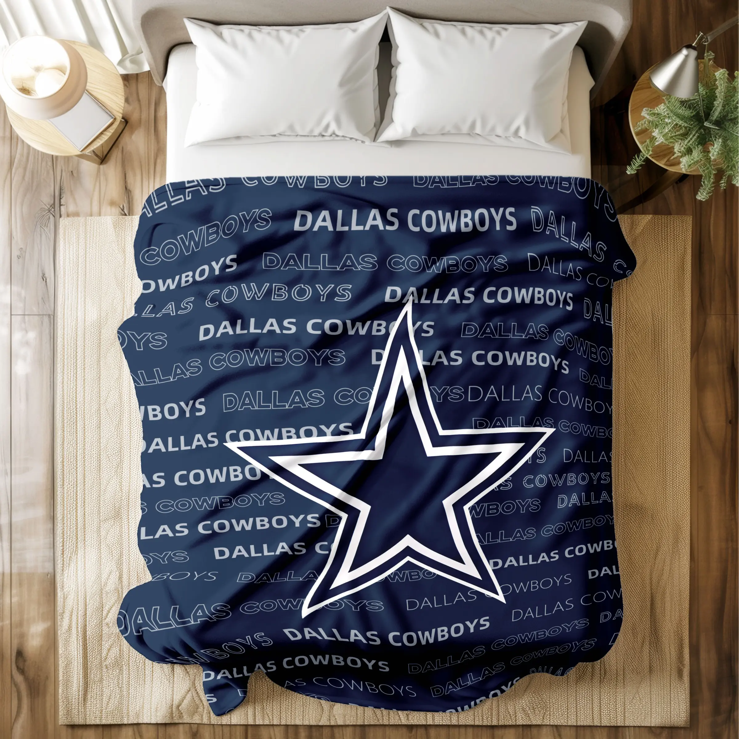 Dallas Cowboys Logo Soft Flannel Blanket - Skin - friendly, High - grade Plush, Iconic NFL Team Prints, Double Warmth, Multi - Scenario Use (Bed/Sofa/Dormitory/Travel), Ideal Gift for Football Fans