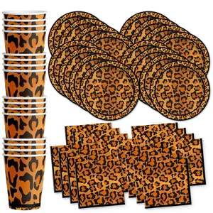 Leopard Print Birthday Party Tableware Kit For 16 Guests