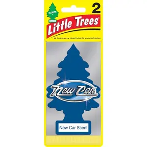 Little Trees Air Freshener New Car Scent (2-Pack), automotive freshener, new car smell, vehicle odor eliminator, hanging freshener, rearview mirror, long-lasting fragrance, strong scent, rich fragrance, home use, closet freshener, bathroom deodorizer