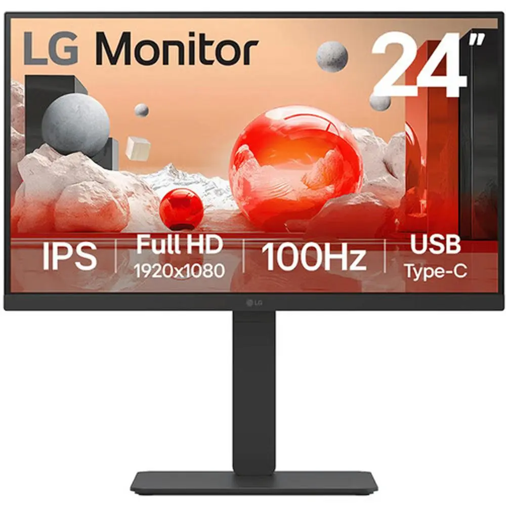 LG 24BA650-B 23.8" Full HD 100 Hz Monitor - 1920x1080 Resolution, Ideal for Home/Office Use, Smooth Visuals, Enhanced Text Scrolling, Flat, Plain Computer Monitors