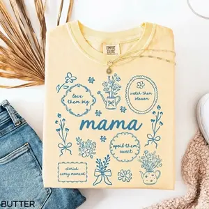 Custom Floral Grandma Shirt, Floral Mama T-Shirt, Personalized Mothers Day Gift, Mama Nana Auntie Mimi Gigi Grammy Shirt WGQ