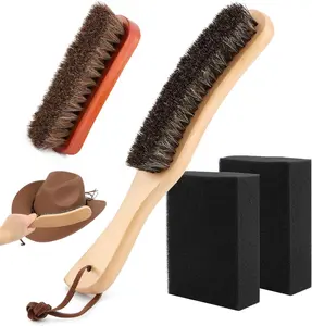 4 Pcs Horsehair Felt Hat Brush Kit with Cleaning Sponge Cowboy Clean Hat Wood Fedora Hat Cleaning Set Baseball Cap Lint Brush Remove Dust for Hair Furniture Suits Clothes - Home Improvement.