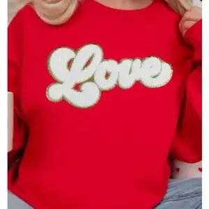 White Cursive Love Chenille Patch