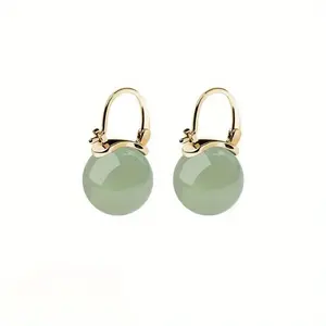 Personality Jade Earrings Anti Allergy Secure Buckle Trendy Dainty Jewelry for Women Girls Gift with Secure Buckle Closure