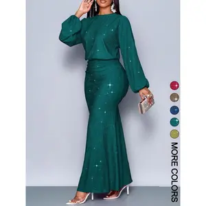Women's Elegant Mermaid Hem Bodycon Dress, Long Sleeve Slim Fit Party Dress, Stretchy Soft Tight-Fitting Evening Gown for Women, Perfect for Christmas Party Valentine's Day Date Night Club Formal Occasions Chic Stylish Dress