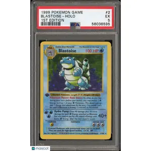 1999 Pokemon—Blastoise #2 Base Set— Holo 1st Edition PSA 5