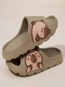 Women's Cute Cartoon Bear Pattern Slides, Casual Soft Comfortable Home Slippers, Non-slip Slippers for Indoor & Outdoor Wear, Girl