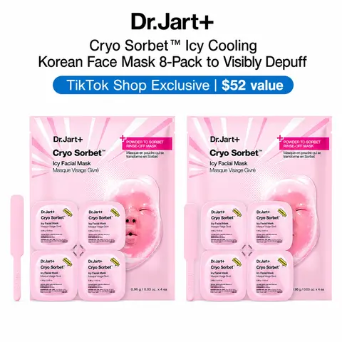 [NEW] [Dr. Jart+] Cryo Sorbet Icy Cooling Korean 8-Pack Face Mask to Visibly Depuff | Korean Skincare | Sensitive Skin | Korean Face Mask