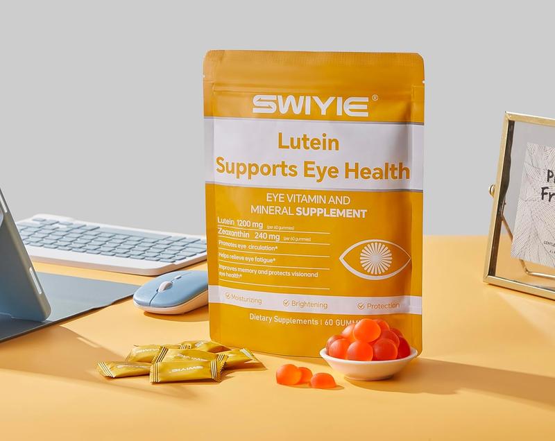 Swiyie Lutein & Zeaxanthin Gummies - Eye Health Supplement with Astaxanthin, Vitamin C E- Blue Light Defense, Vision Support, Berry Flavor - 60 Healthcare Dietary Fitness Edible vit b12 dietary edible fitness swivie lutein collagen Colagen goomz Bathroom