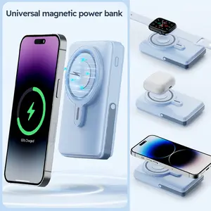 Magnetic Wireless Power Bank 10000mAh, 22.5W PD Fast Charging Portable Charger with Built-in USB-C Cable, Slim Magnetic Battery Pack with LED Display, Compatible with iPhone 17/16/15/14/13/12/ Pro Serise, Wireless Charger for Smartphone