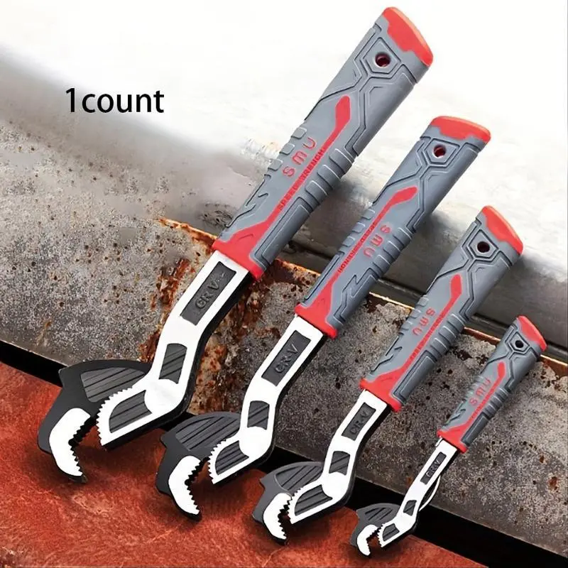 Self-Locking Multifunctional Ratcheting Pipe Wrench Set - Heavy-Duty Metal-Surface Hand Tools, Adjustable Wrenches (6/8/10/12 inches) for Water Heating Pipe Solutions