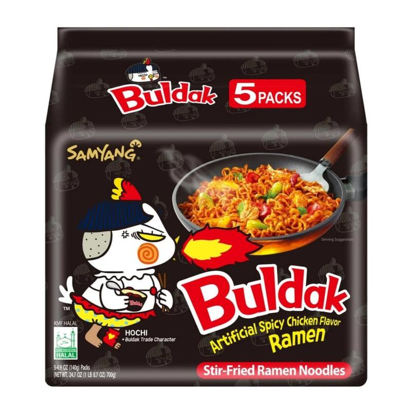 Samyang Buldak Fire Noodles – Original Hot Chicken Flavor | Korean Instant Ramen 5-Pack | Bold & Spicy Taste